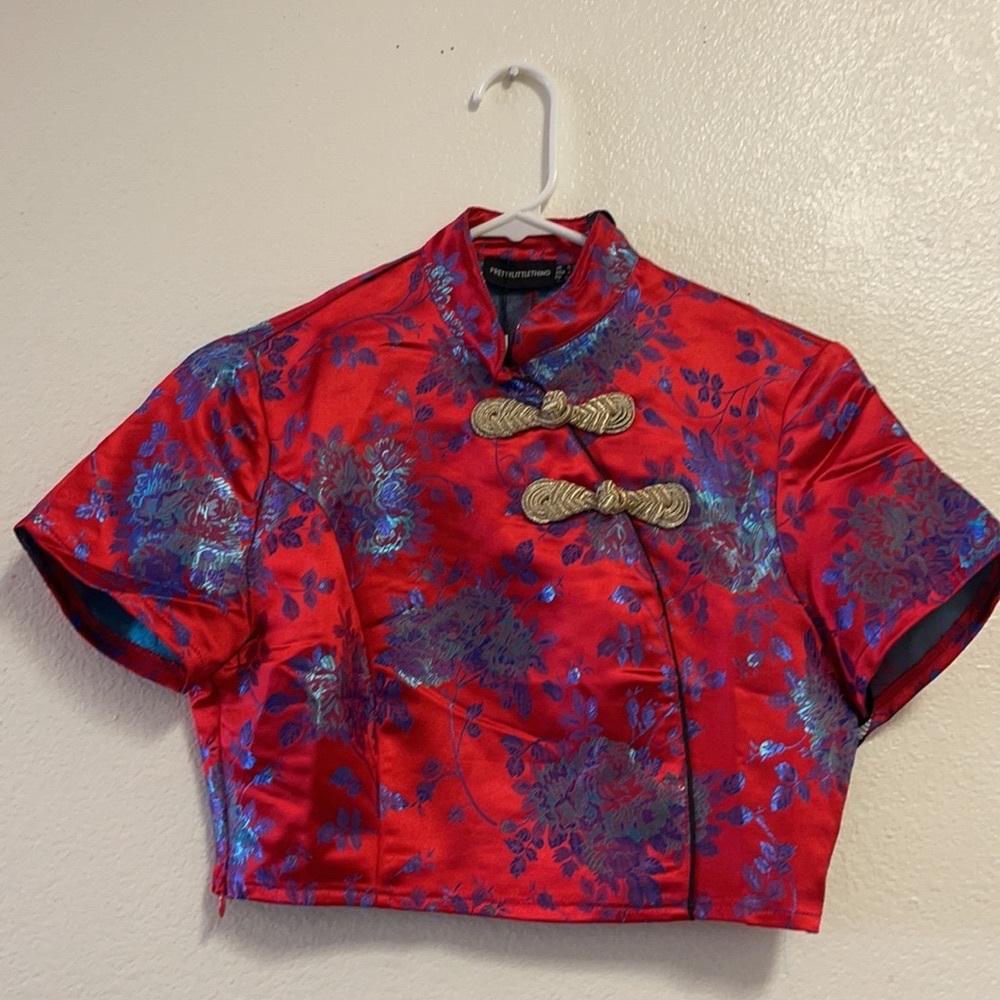 Red Satin Crop Top